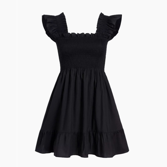 Hill House Home Elizabeth Nap Dress In Cotton Poplin Black Smock New Size XS - Picture 6 of 11